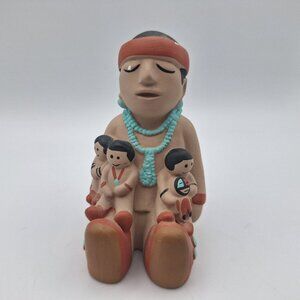 Cleo Teissedre Navajo Figurine Ceramic Children Father Vintage Family Native Art